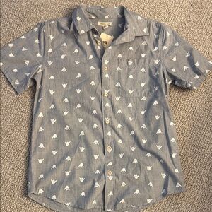 Tucker + Tate Blue and White Button Down Shirt with Heart Pattern